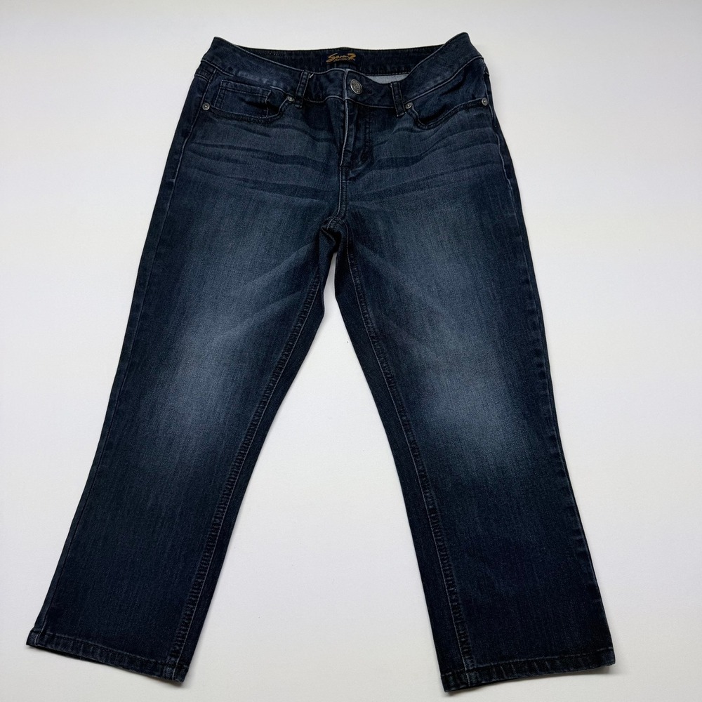 Seven7 Womens Skinny Jeans Dark Wash Indigo Stretch Denim Size 8 Cropped